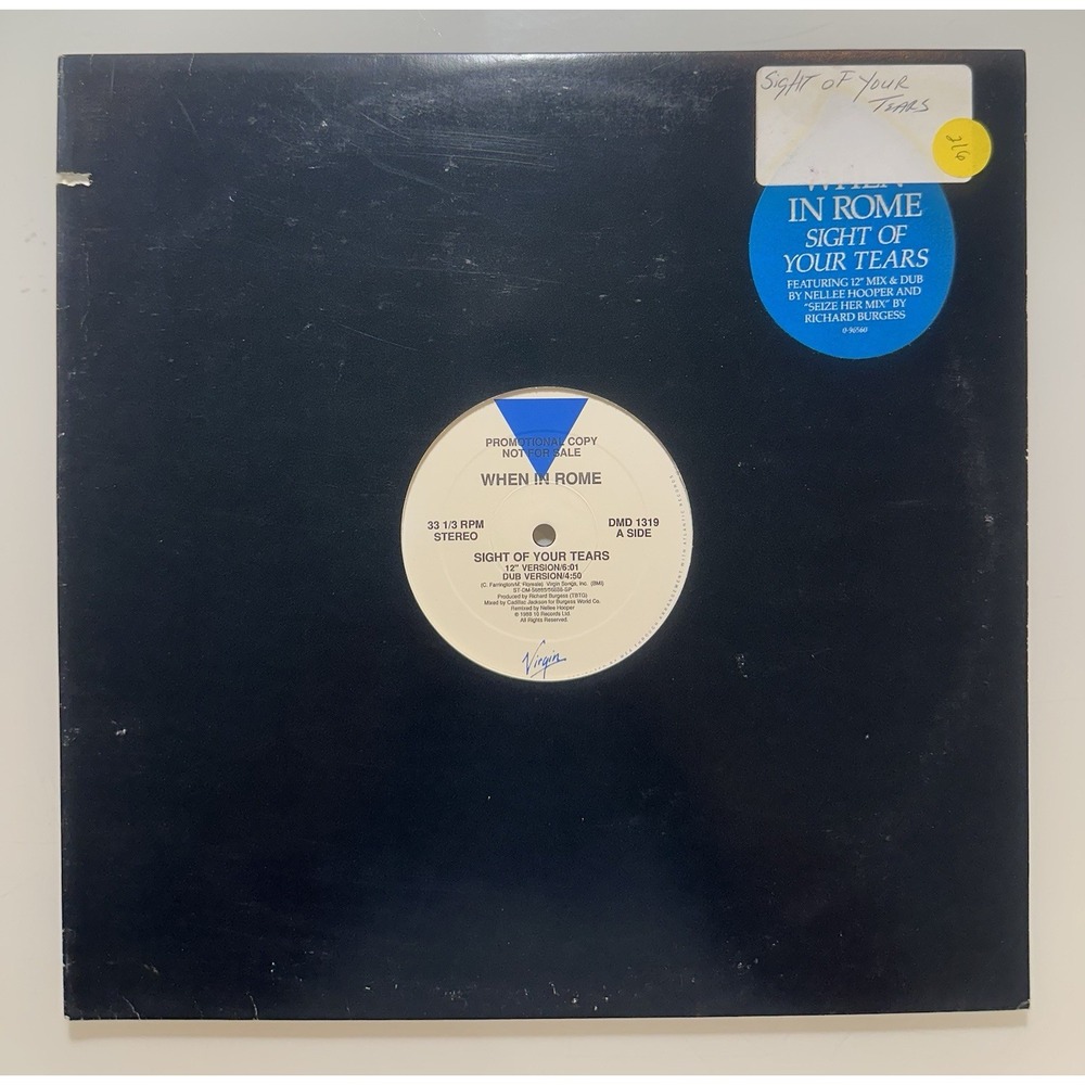When  in‎ Rome  Sight of Your Tears Vinyl 12" LP PROMO 1988 Virgin  DMD 1319